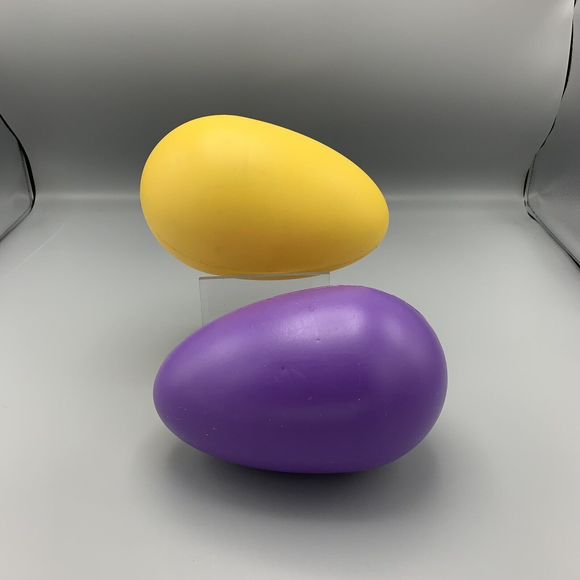 Pair of Plastic Blow Mold Easter Eggs 1 Yellow 1 Purple Yard Lawn Eggs 8" Hollow - Picture 5 of 12